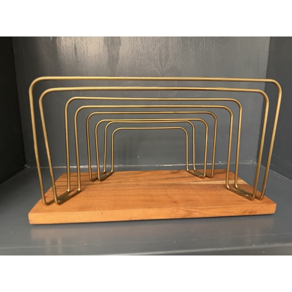 Hearth & Hand By Magnolia Wood & Brass File Folder Letter Paper Holder Organizer - Picture 4 of 5